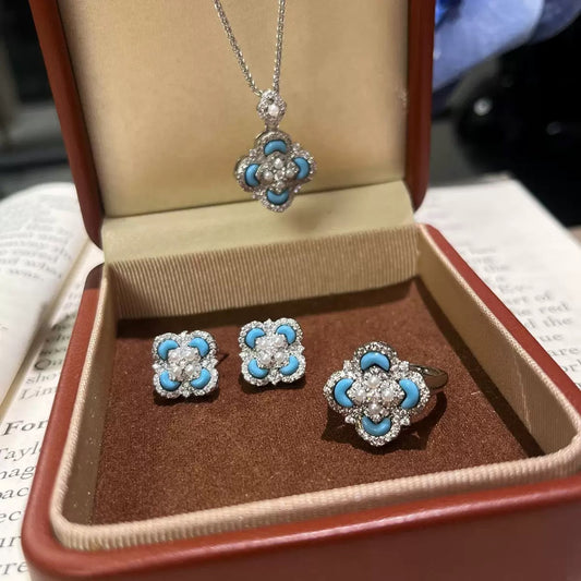 Vintage Blue Blossom Jewelry Set