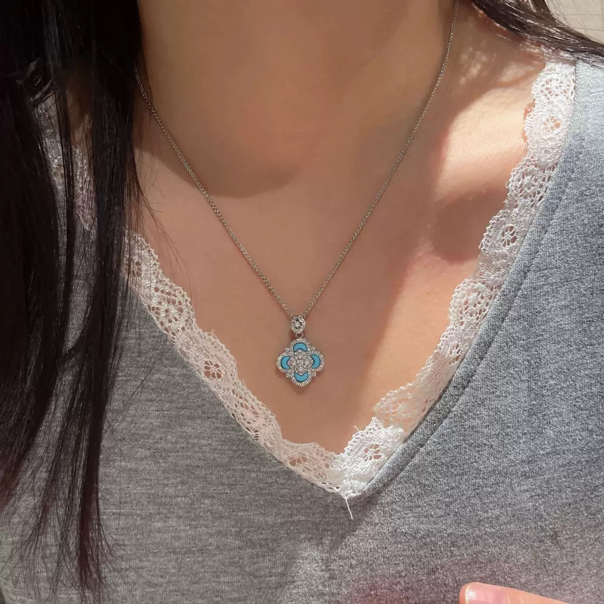 Vintage Blue Blossom Jewelry Set