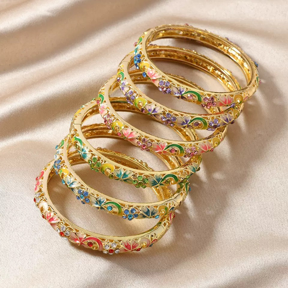 Cloisonne & Shiny Stackable Bangles Set ✨ | When Beauty Meets Craftsmanship - Online Lucky Bags