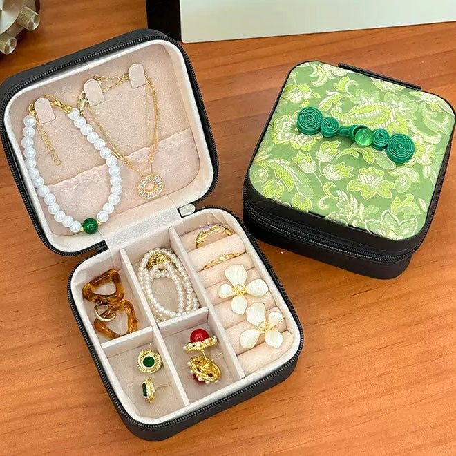 Celestial Bloom: Exquisite Chinese-Inspired Jewelry Box with Secret Silk Chambers