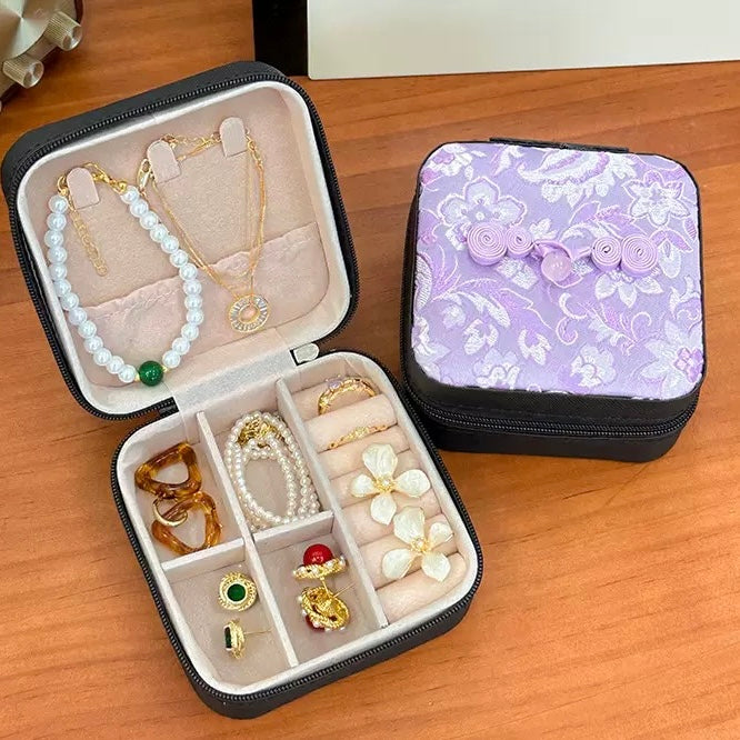Celestial Bloom: Exquisite Chinese-Inspired Jewelry Box with Secret Silk Chambers