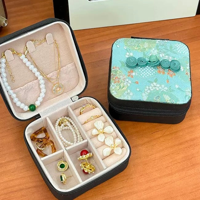Celestial Bloom: Exquisite Chinese-Inspired Jewelry Box with Secret Silk Chambers