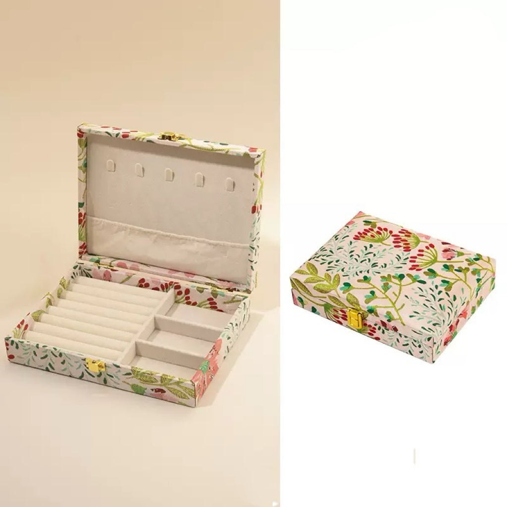 Celestial Bloom: Exquisite Chinese-Inspired Jewelry Box with Secret Silk Chambers