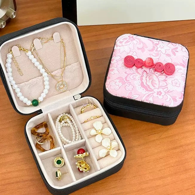 Celestial Bloom: Exquisite Chinese-Inspired Jewelry Box with Secret Silk Chambers