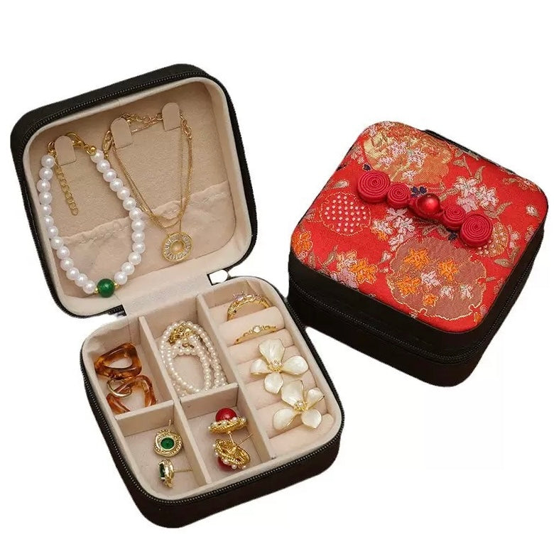 Celestial Bloom: Exquisite Chinese-Inspired Jewelry Box with Secret Silk Chambers