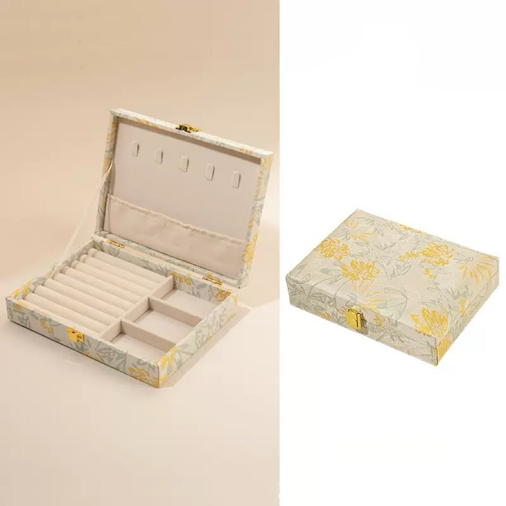 Celestial Bloom: Exquisite Chinese-Inspired Jewelry Box with Secret Silk Chambers
